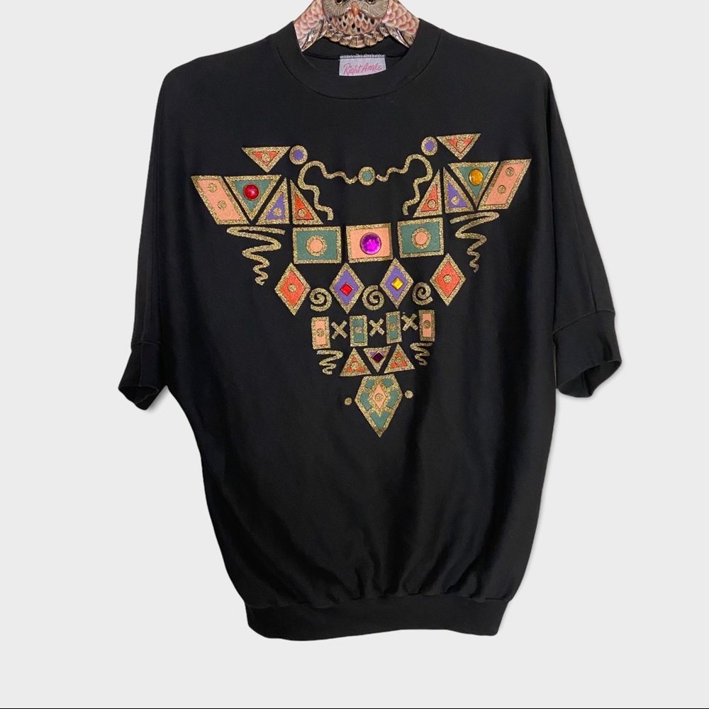Vintage 90s Jewel Gem Glitter Top Sz L/XL
